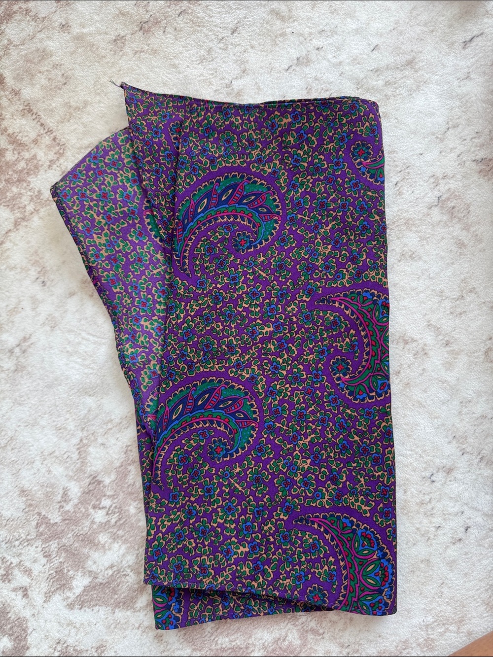 Vintage Purple paisley silky scarf